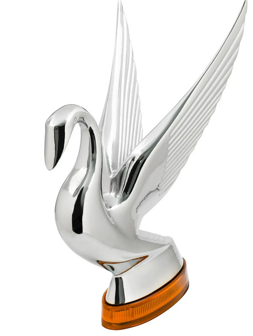 Amber/Amber Swan Hood Ornament with LED Glow Base