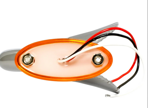 Red/Clear Swan Hood Ornament with LED Glow Base