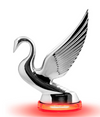 Red/Clear Swan Hood Ornament with LED Glow Base