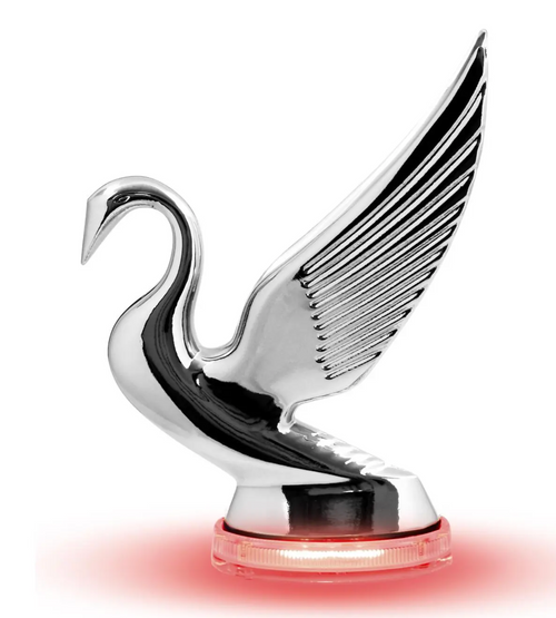 Red/Clear Swan Hood Ornament with LED Glow Base