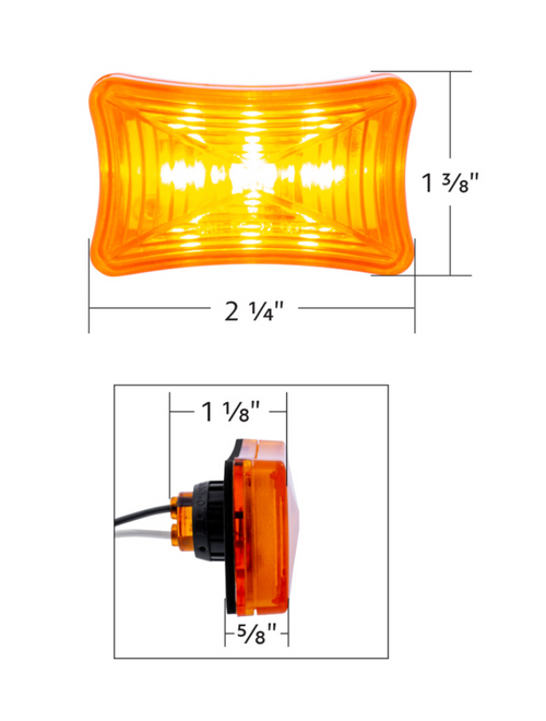 3 LED Rectangular Clearance/Marker Light-Amber LED/Amber Lens