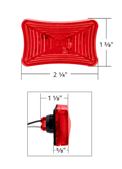 3 LED Rectangular Clearance/Marker Light-Red LED/Red Lens