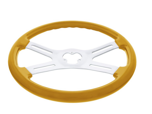 18" Vibrant Color 4 Spoke Steering Wheel - Electric Yellow