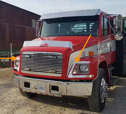 Headlight Surround Fender Guards S. Steel Fits Freightliner FL 60 70 80 106 112 120