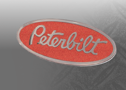 Peterbilt Emblem Engraved Oval Metallic Red