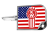 Rectangular Big Key Cover KW Logo US Flag Red/Chrome