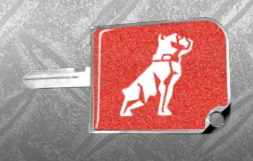 Rectangular Big Key Cover Fits Mack Bulldog Logo Metallic Red