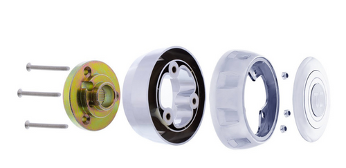 Kenworth T680 & Peterbilt 579 14-2022 Chrome Steering Wheel Hub & Horn Button Kit with 3 holes