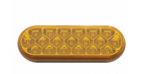 19 LED 6" Oval Reflector Turn Signal Light - Amber LED/Amber Lens