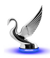 Blue Clear Swan Hood Ornament with LED Glow Base