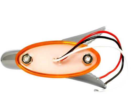 Amber Clear Classic Swan Hood Ornament with LED Glow Base