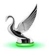 Green Clear Swan Hood Ornament with LED Glow Base