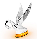 Amber Amber Classic Swan Hood Ornament with LED Glow Base