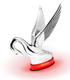 Red/Red Classic Swan Hood Ornament with LED Glow Base