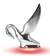 Red/Clear Classic Swan Hood Ornament with LED Glow Base