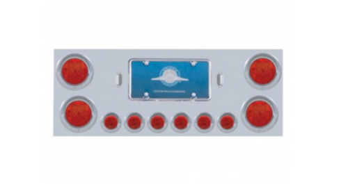 S.S Rear Center Panel With 4X 7 LED 4" Reflector Lights & 6X 9 LED 2" Lights & Visors -Red LED & Lens