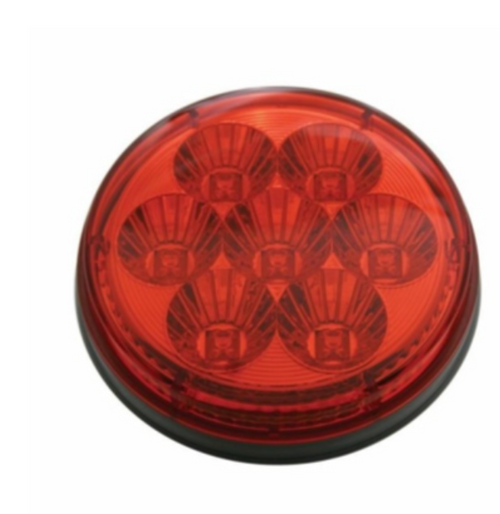 2-1/2" Bolt Pattern SS Spring Loaded Bar With 6X 4" 7 LED Lights & Visors -Red LED & Lens (Pair)