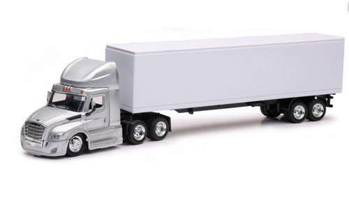 Toy Truck, Freightliner Cascadia, White, W/DRY Van Trailer, Scale 1:43