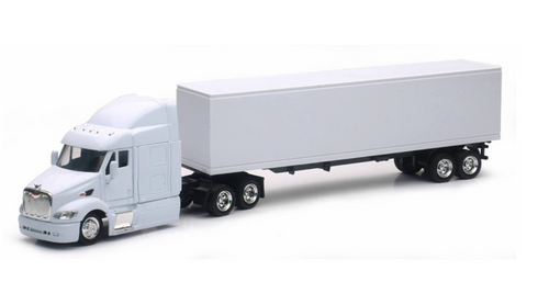 Toy Truck, Peterbilt 387,  White, Long Hauler, Scale 1:43