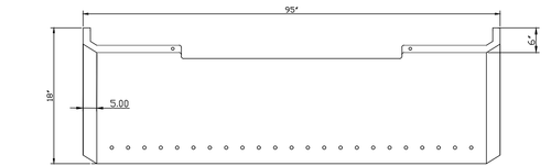 18" Chrome Universal Bumper with 23 - 3/4" Light Holes for Peterbilt 379, 389, W900, Freightliner Classic and Western Star