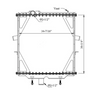 Peterbilt 384-389 2002-2008 Core Dims 36.25 x 34.62 x 2.62quot; Inlet: 2.50" Top Left Outlet: 2.50" Bottom Middle 14 Fins Per Inch *4 Row core- UP 1-2" dimpled tubes on 7-16" centers