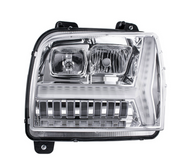 Chrome Headlight With LED DRL Light Bar & Turn Signal For 2018-2024 Kenworth W990-Driver - Front