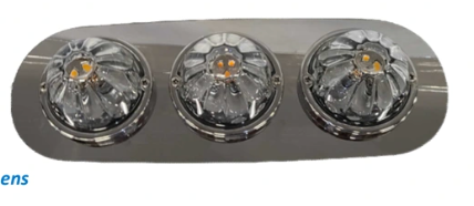 Stainless Freightliner Cascadia 2008 - 2018 Sleeper (Bunk) Oval Blind Mount Light Bracket (OE HOLES)  w/ 3 WM Light Holes