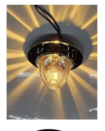 (No Bulb ) Stainless Peterbilt Flat Top Cabs Round Center Interior Dome Light. Conversion Plate w/ 1 WM Light Hole