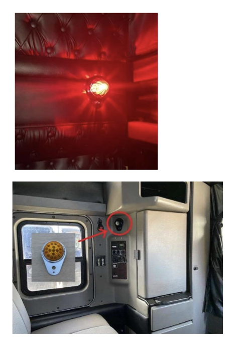 Stainless Kenworth Teardrop Style Cab & Sleeper Interior Dome Light Bracket w/ 1 WM Light Hole (TOOGLE SWITCH HOLE)