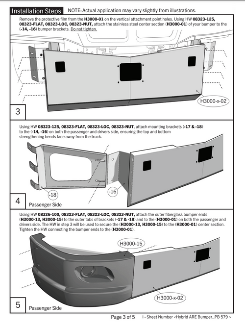 Peterbilt 579 Hybrid Aero Bumper With Tow Holes And Radar Sensor Fits Years. 2013-2021, high-intensity LED fog lights included