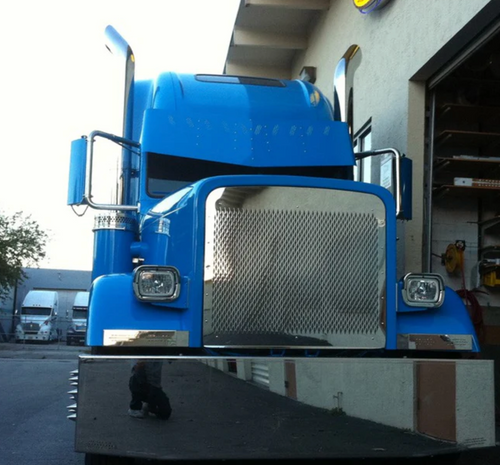 22” To 20” Visor Fits Freightliner Classic / Fld Condo 10 Hidden Lights Hole Stainless Steel