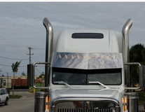 22” To 20” Visor Fits Freightliner Classic / Fld Condo 10 Hidden Lights Hole Stainless Steel