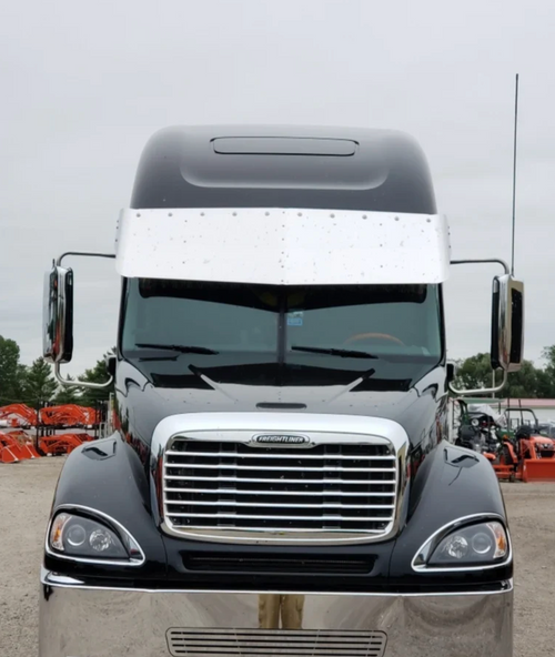 2 Hole Side Mount - 23” to 22” Visor S.S. 304, Semi V Style, 10 - 3/4" Light Hole, Fits Freightliner Century / Columbia / Coronado