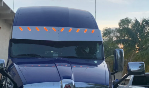 17 1/2” To 16 1/2” Visor Fits Kenworth T700 10 Hidden Light Hole S.Steel