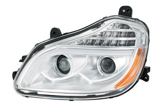 Chrome 8 LED Projection Headlight For 2013-2021 Kenworth T680-Driver