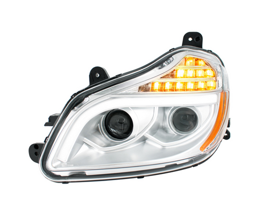 Chrome 8 LED Projection Headlight For 2013-2021 Kenworth T680-Driver