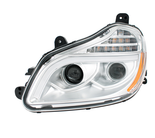 Chrome 8 LED Projection Headlight For 2013-2021 Kenworth T680-Driver