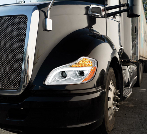 Chrome 8 LED Projection Headlight For 2013-2021 Kenworth T680-Driver