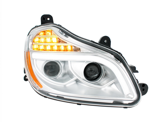 Chrome 8 LED Projection Headlight For 2013-2021 Kenworth T680-Passenger
