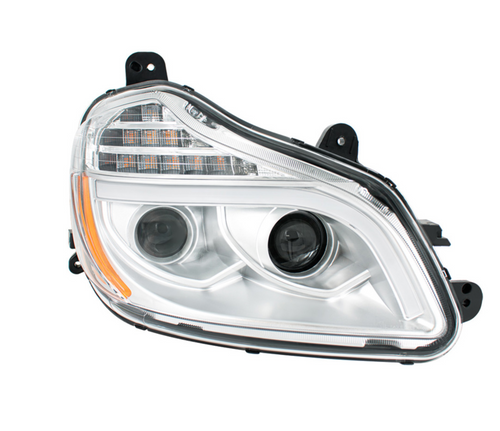 Chrome 8 LED Projection Headlight For 2013-2021 Kenworth T680-Passenger