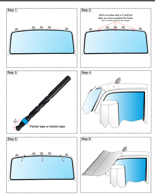 16" Visor Fits Peterbilt 579/567 Day Cab (Flat Top)