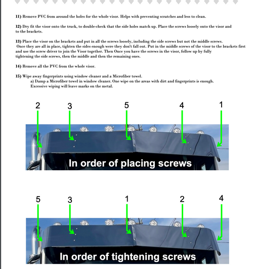 16" Visor Fits Peterbilt 579/567 Day Cab (Flat Top)