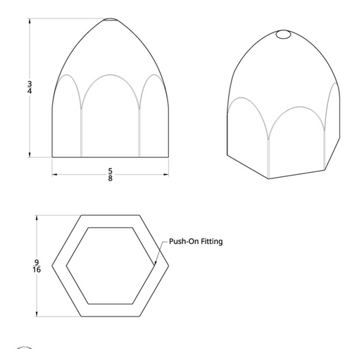 7/16" x 3/4" Bullet Nut Cover - Push-On 10 PACK