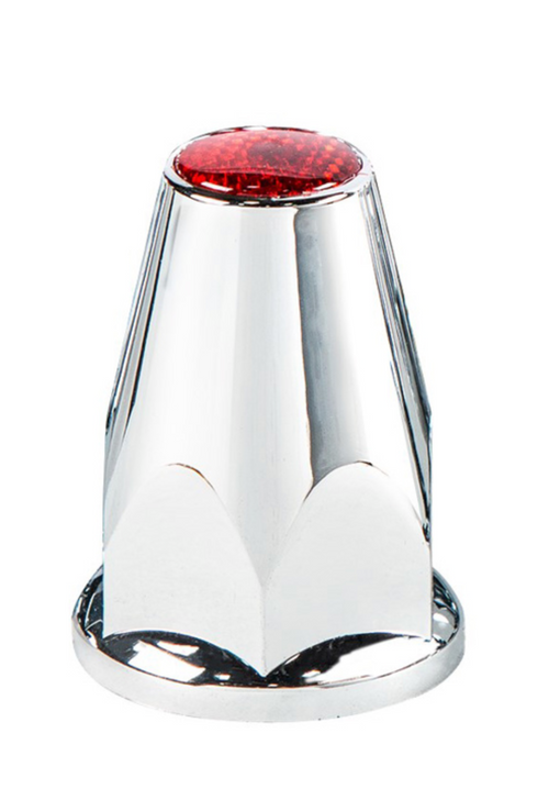 33mm X 2-3/4" Chrome Plastic Nut Covers W/ Flange - Push-On -Red Reflector (20 Pack $36.99