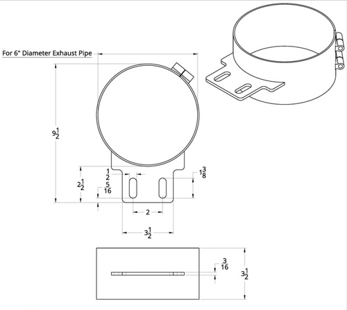 7" Stainless Butt Joint Exhaust clamp - Straight Bracket