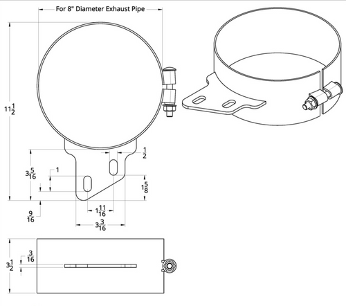 8" Stainless Butt Joint Exhaust Clamp - Angled Bracket