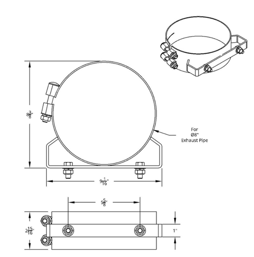 8" Stainless Wide Band Exhaust Clamp