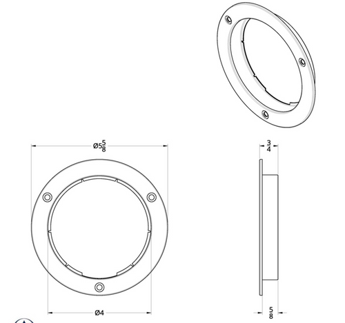 Stainless Steel Mounting Bezel For 4" Round Light (Card)
