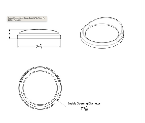 Chrome Plastic Gauge Cover fits Peterbilt Available With Visor Application: 2006+ Speed/Tachome