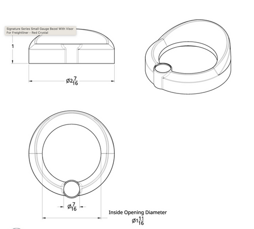 Red Diamond Small Gauge Cover W/ Visor Fits Freightliner